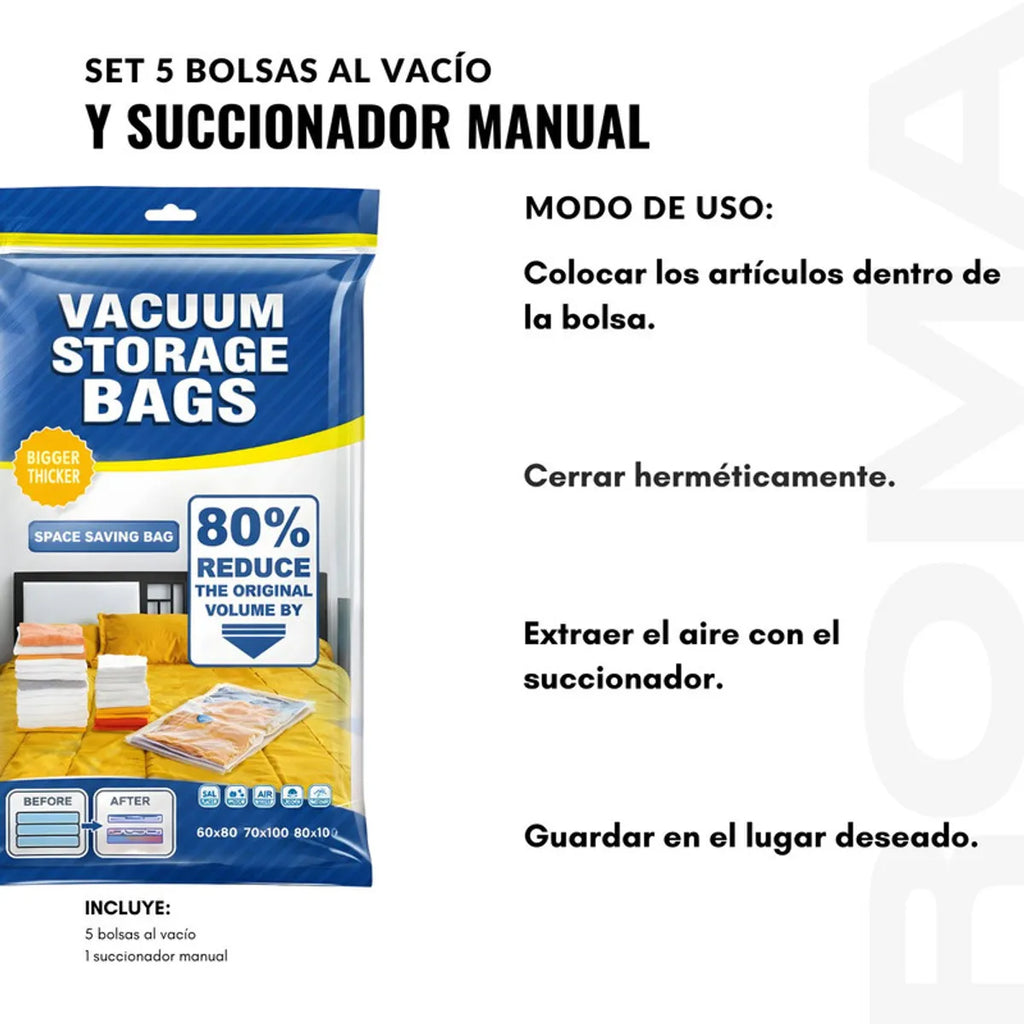 SET 5 BOLSAS AL VACÍO Y SUCCIONADOR MANUAL